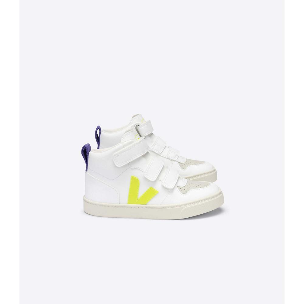 Kids\' Veja V-10 MID CWL Shoes White/Purple | ZA 797CTV